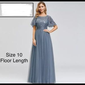 Dusty Blue Floor Length Gown